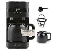 Barista Cafetera de filtro con jarra térmica, temporizador de 24 horas y filtro permanente, para 8 tazas de café, cafetera para polvo [negro]