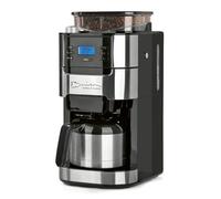 Barista Cafetera de filtro con molinillo con jarra térmica, incluye jarra térmica para hasta 10 tazas grandes de café, para granos de café y café en polvo [acero inoxidable, negro/gris