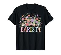 Barista Coffee Floral Pastel Diseño Caprichoso Camiseta