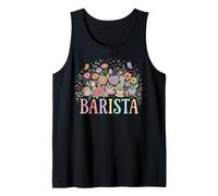 Barista Coffee Floral Pastel Diseño Caprichoso Camiseta sin Mangas