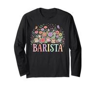 Barista Coffee Floral Pastel Diseño Caprichoso Manga Larga