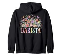 Barista Coffee Floral Pastel Diseño Caprichoso Sudadera con Capucha