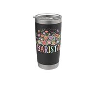 Barista Coffee Floral Pastel Diseño Caprichoso Vaso térmico de acero inoxidable de doble pared