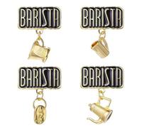 Barista Coffee - Juego de pines esmaltados para taza e insignias de solapa de frijoles