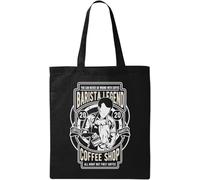 Barista Legend Coffee Shop You Can Never Go Wrong with Coffee - Bolsa de algodón ecológico natural, color negro, Black, Talla única
