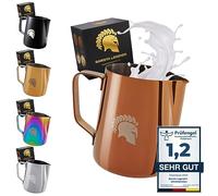Barista Legends® Jarra de leche de acero inoxidable, 350 ml, cobre, con boquilla especial Latte Art, jarra de leche para hobby barista en colores impresionantes