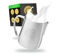 Barista Legends® Jarra de leche de acero inoxidable [600 ml] Ares Plata - Jarra de leche barista para espumar leche acero inoxidable - Jarra de espuma de leche para Latte Art - Jarra de leche de acero