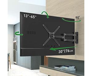 Barkan Long TV Wall Mount, 13-65 Inch Full Motion Articulating - 4 Movement Flat/Curved Screen Bracket, Holds up to 79lbs, Extremely Extendable, Fits LED OLED LCD