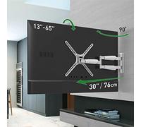Barkan Soporte de Pared Largo Blanco para TV, articulado de Movimiento Completo de 33 a 165 cm, Soporte de Pantalla Plano y Curvo, soporta hasta 35 kg, se Adapta a LCD LED OLED (BM343XLW)