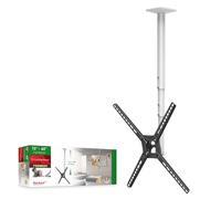 Barkan Soporte de TV de Techo, 97cm de Largo Blanco Giratorio e inclinable para Pantallas de 13-65 Pulgadas, Peso máximo 40Kg, Telescópico de Altura Ajustable, para LED OLED LCD, hasta VESA 400x400