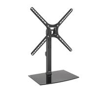 Barkan Soporte Pie TV de Pedestal Superior de Sobremesa con Soporte para Pantallas de 13-65 Pulgadas, Giratorio e inclinable, Altura Ajustable, Peso máximo 36Kg, Vidrio Templado, hasta VESA 400x400