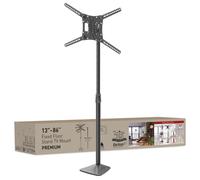 Barkan Soporte TV de Suelo para Pantallas de 13-83 Pulgadas, Giratorio e inclinación y Altura Ajustable, Acabado Brillante, TV Pie, Peso máximo 50Kg, hasta VESA 600x400, Atornillado al Suelo