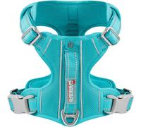 BARKBAY Arnés antitirones con Clip Frontal para Perro, Material Resistente y Reflectante, asa de fácil Control para pasear Perros Grandes, con Bolsillo para Etiqueta de identificación (Azul, L)