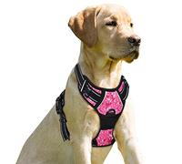 BARKBAY Arnés antitirones con Clip Frontal para Perro, Resistente, Reflectante, asa de fácil Control para pasear Perros Grandes (Camuflaje Rosa, XL)