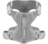 BARKBAY Arnés antitirones con Clip Frontal para Perro, Resistente, Reflectante, asa de fácil Control para pasear Perros Grandes, Bolsillo para Etiqueta de identificación (Gris, L)
