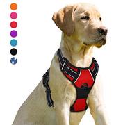 BARKBAY Arnés antitirones con Clip Frontal para Perros, Material Resistente y Reflectante, asa de fácil Control para pasear Perros Grandes (Rojo, L)