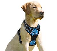 BARKBAY Arnés para Perro sin tirones, Clip Frontal, Resistente, Reflectante, fácil Control, para Caminar Perros Grandes (Camuflaje Azul, XL)