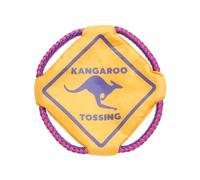 Barkbox BARK - Juguete para perro de canguro, amarillo y azul, diseño de cuerda trenzada