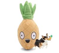 Barkbox de Peluche Interactivo 2 en 1 para Perros rasgar y revelar para Perros y Cachorros: Juguetes estimulantes y chirriantes para Mascotas | Penny Pineapple (Grande)