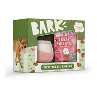 Barkbox Tipsy Treat - Paquete de regalo - Juguete dispensador de golosinas de peluche para el día de San Valentín y golosinas de corazón de carne seca de pollo - Divertida caja de regalo para perros
