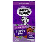 Barking Heads Alimento seco Completo para Perros, 2 kg, All Hounder Puppy Days Turkey, Natural, sin Cereales, hipoalergénico para una digestión y Desarrollo sensibles, Aprobado por Veterinarios