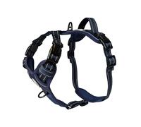 Barkridges TruFit Freedom - Arnés ajustable para perro, fácil de llevar, entrenamiento sin tirones, sin rozaduras, reflectante de seguridad, cómodo, asa, pequeño, mediano, grande (azul oscuro, M)