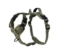 Barkridges TruFit Freedom - Arnés ajustable para perro, fácil de llevar, entrenamiento sin tirones, sin rozaduras, reflectante de seguridad, cómodo, asa, pequeño, mediano, grande (verde militar, L)