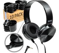 Barks Tech Bulk Classroom - Pack de 10 Auriculares para Estudiantes, niños en aulas, escuelas, bibliotecas, Clase, Set (Duradero, Reductor de Ruido, cómodo, fácil de Limpiar)