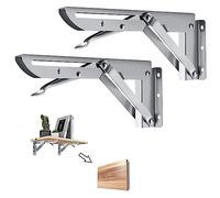 Barley Ears 2 Piezas Soportes Plegables para Estantes, 40cm Escuadras Plegable de Acero Inoxidable Resistente Soporte de Bricolaje Bisagras Escuadras para Mesa de Trabajo, Ahorrar Espacio