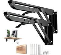 Barley Ears 2 Piezas Soportes Plegables para Estantes, 450mm Soporte Triángulo de Metal Resistente, Soporte de Bricolaje, Bisagras Escuadras, para Mesa de Trabajo, Ahorrar Espacio (Negro)