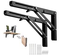 Barley Ears Soportes de Estante Plegables de 40cm, 2pcs Soporte de Estantería de Acero Inox Resistente Soporte de Estantería Montaje en Pared Soporte Flotante Estantería de Libros, Soporte de Mesa
