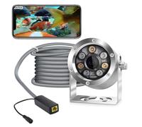 Barlus Cámara subacuática PoE 5MP CMOS Lente 100° Gran Angular con luz de Relleno IP68 24/7 cámara Impermeable para Estanque Koi/Resistencia a la corrosión Marina con Cable de 32 pies