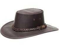 Barmah 1026 Squashy Outback - Sombrero de piel de Australia con correa para la barbilla, color marrón y marrón marrón L