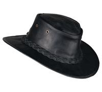 Barmah Hats Sombrero de cuero Foldaway cuero vacuno Bronco Negro M unisex