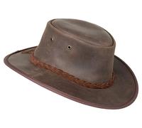 Barmah Hats Sombrero de cuero Foldaway cuero vacuno oiled Marrón L unisex