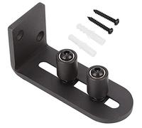 Barn Door Floor Guide | Adjustable Sliding Guide for 3 Inch Doors | Carbon Steel Roller Bearing Hardware Accessory/Smooth Sliding/Easy Installation | Black Finish (Double wheels with bearings