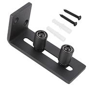 Barn Door Floor Guide | Adjustable Sliding Guide for 3 Inch Doors | Carbon Steel Roller Bearing Hardware Accessory/Smooth Sliding/Easy Installation | Black Finish (Double wheels plus bearings