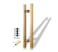 Barn Door Handle/Indoor Outdoor Sliding Push Pull Handles,Modern Gold Door Pull Handle Gold, Master Bath/Shower Door Grab Bar, Villa Shed Gate Handles Square(Length 80cm(31.5inch))