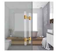 Barn Door Pull Handle, 24 32 39 47 Inch Clear Entry Door Handle, Double Side Mounted H Shape Push Pull Bar Handles for Home/Office Glass Doors, Complete Kits(Gold,120cm/47.2in)