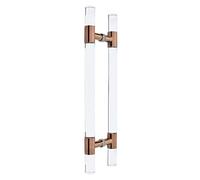 Barn Door Pull Handle, 24 32 39 47 Inch Clear Entry Door Handle, Double Side Mounted H Shape Push Pull Bar Handles for Home/Office Glass Doors, Complete Kits(Rose Gold,100cm/39.4in)