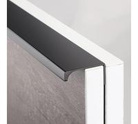 Barn Door Push Pull Door Handle Finger Pull Door Handle for Home Kitchen Cabinets Furniture Drawers, Aluminum Edge Pulls Hidden Handles with Screws Hardware, Easy Install (Color : Black, Size : 8cm(