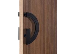Barn Door Push Pull Door Handle Metal Double Sided Door Handle Pull, Round Main Door Handle for Wood Glass Door, Heavy Duty Solid Door Hardware Plate Kit, Matte Black (Size : Length 40cm (15 3/4in))