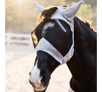 BARN & STABLE Máscara de mosca transpirable para caballos con bordes de forro polar suave y correas táctiles ajustables, máscara equina con orejas