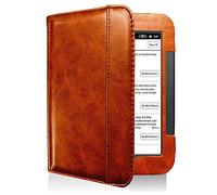 Barnes and Noble Nook Simple Touch Smart Magnetic Absorber Sleep eBook Funda de piel para eBook Nook 2 (modelo: BNRV300)/Book 3 (modelo: BN RV350) Funda de piel clásica para eBook (marrón)