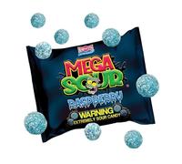 Barnetts Sweets Mega Sour Candy Raspberry 227g (1/2LB) Caramelo Frambuesa (104g)