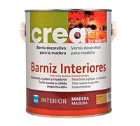 Barniz Acrílico al Agua Protege y Decora Maderas de Interior. Impermeable, Resistente a Golpes y al Desgaste. Barniz Interiores Gama Crea (500ml, Castaño Satinado)