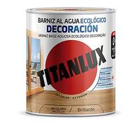 TITAN Barniz AL Agua ECOLÓGICO DECORACIÓN Brillante INCOLORO 250ml TITANLUX M20100014, Multicolor