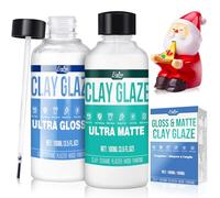 Barniz para Arcilla Secado al Aire - Barniz para Polímeros Mejorado, 2 x 100ml Acabado Ultra Brillante y Mate, Barniz para Cerámica, Protector contra Rayaduras, Desgaste y Grietas, Secado Rápido