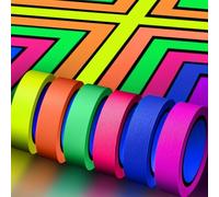 Baroce 6 Rollos Cinta de Neón, 5 m/rollo x1.5 cm Cinta Adhesiva Decorativa,Tape Fluorescente UV-Activa para Fiesta luz Negra y Neon Party, Cumpleaños,Carnaval, Halloween y Manualidades