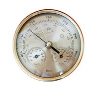 Barómetro 3 en 1, higrómetro, medidor de temperatura para colgar en la pared, esfera dorada, estación de pronóstico del tiempo para el hogar y la oficina, 130mm